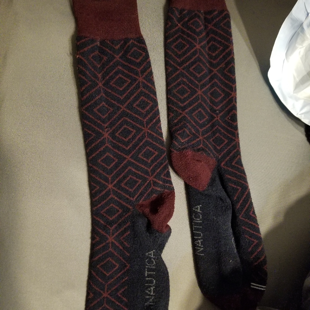 Men's Large Red Patterned Nautica Dress Socks